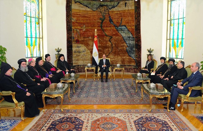 السيسى يستقبل وفد من المجلس الوطني للكنائس الأمريكية.